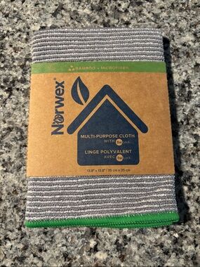 Norwex Gray Striped Multi-Purpose Cloth with Green Trim